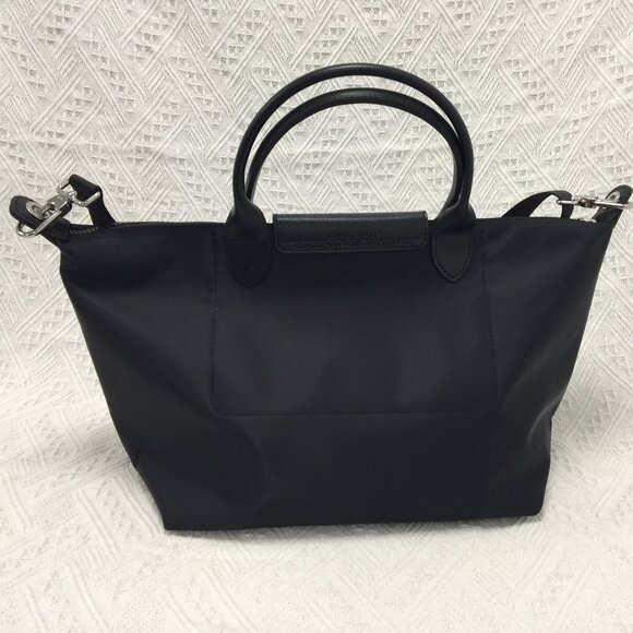 🎈 Long 💗champ Le Pliage Neo Tote Bag size  Large Black - Picture 3 of 7